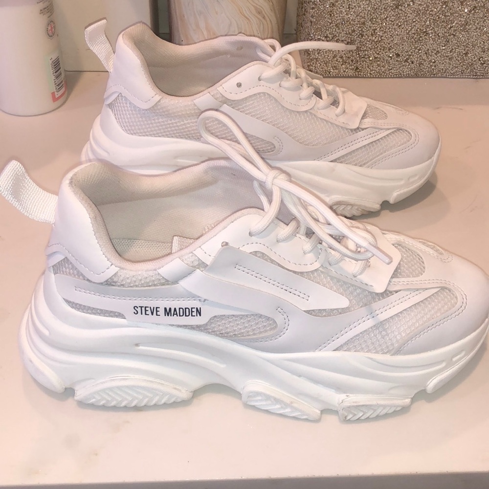 White Steve Madden Sneakers size 8 also nice for dressing up!